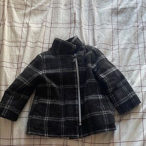 Cherokee Kids Black and White Plaid Pea Coat